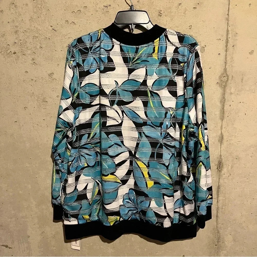 NWT Alfred Dunner Womens 18W Play Date Jacket Hawaiian Floral Tropical Zip Front - Picture 7 of 9